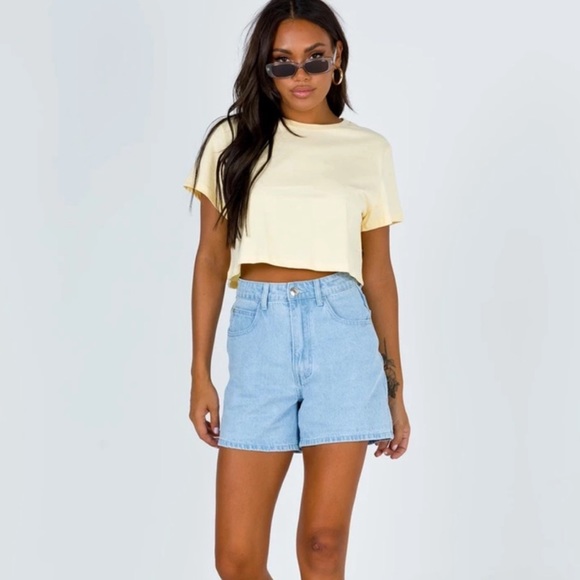 princess polly butter yellow cropped tee - Picture 3 of 6
